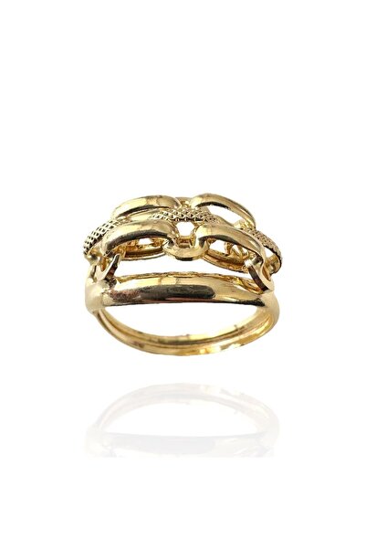 Altın Nesil Tasarım İç İçe Geçmiş Model 14 Ayar Altın İçi Boş Yüzük