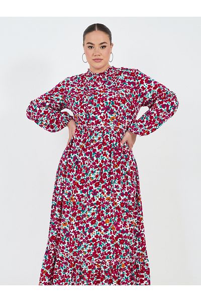 Styli Plus Size Floral Print A-Line Maxi Dress