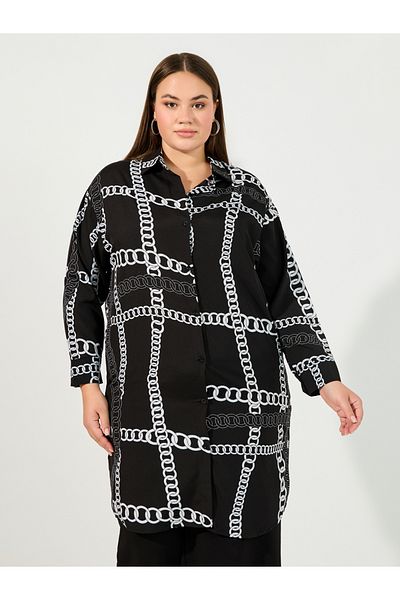 Styli Plus Size Chain Print Long Sleeve Regular Fit Tunic