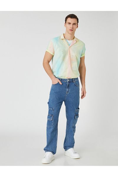 Koton Cargo Jeans - Βαμβακερό με κουμπιά τσέπης