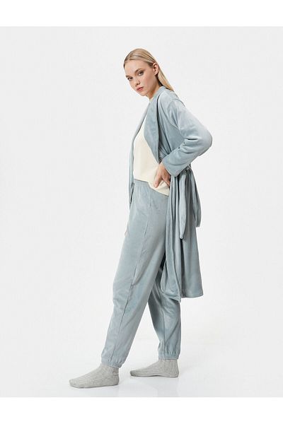 Koton Pantaloni de pijama de iarnă Jogger din dantela cu textura moale