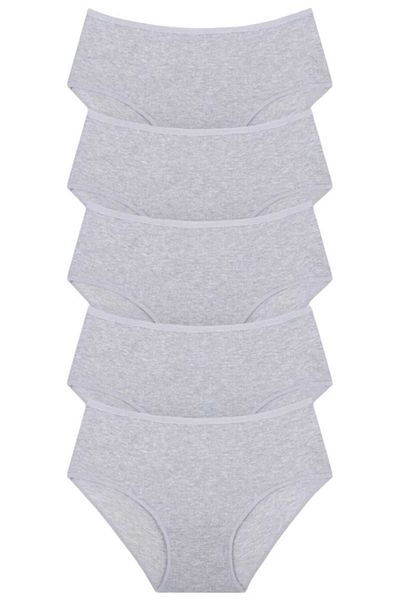 Tezzgelsin Women's High Waist 100% Cotton 5-Piece Ribbed Bato Panties Women's 5-Piece Panties