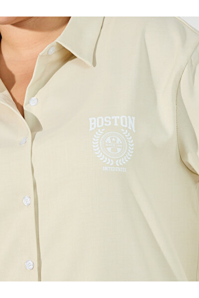 Styli قميص شامبراي بطبعة بوسطن بمقاس كبير