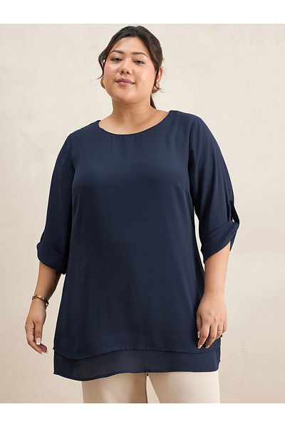 Femmella By Styli Plus Sie Double Layer Longline Tunic