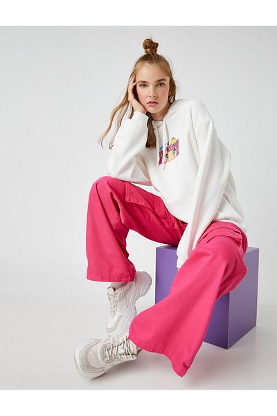 Koton Φούτερ Anime Oversize με κουκούλα με φλις τσέπης μέσα