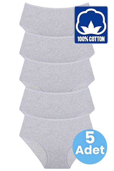 Tezzgelsin Women's High Waist 100% Cotton 5-Piece Ribbed Bato Panties Women's 5-Piece Panties