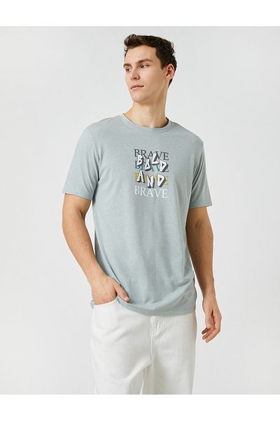 Koton Slogan Printed T-Shirt Crew Neck Short Sleeve