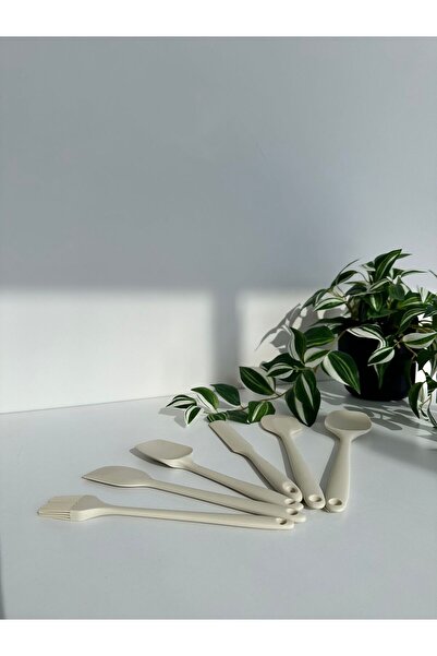 Home Set of 6 Cream Silicone Heat Resistant Spoon Holders