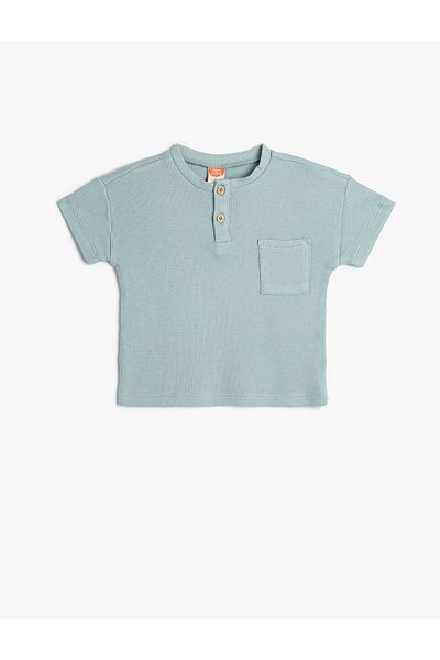 Koton T-Shirt Pocket Short Sleeve Crew Neck Ribbed Cotton