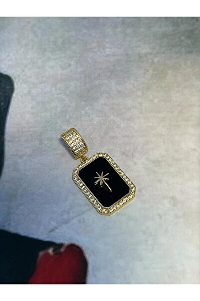 Swen Collection Siyah Mineli Kutup Yıldızı İkonlu Çelik Kolye Ucu