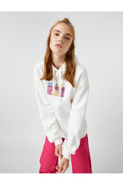 Koton Φούτερ Anime Oversize με κουκούλα με φλις τσέπης μέσα