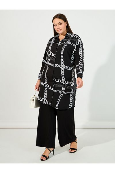Styli Plus Size Chain Print Long Sleeve Regular Fit Tunic