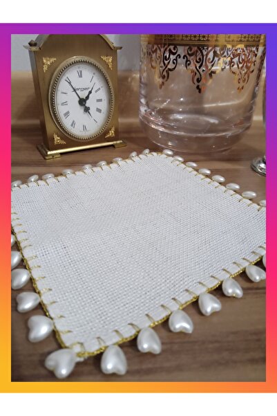 ZEYNEP ELA Kahve yanı kokteyl sunum pecete kalp inci 3 adet