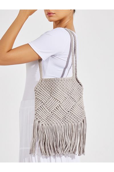Styli Weave Pattern Crochet Shoulder Bag