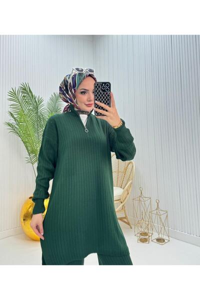 MAY MARA Women's 2-Piece Knitting Suit with Zipper and Slip