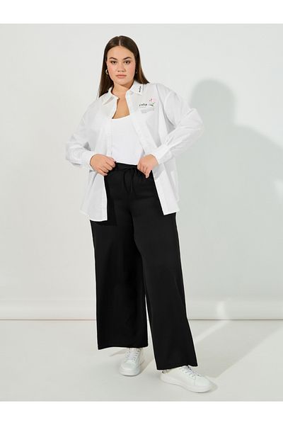 Styli قميص كبير الحجم بتفاصيل ياقة مطرزة