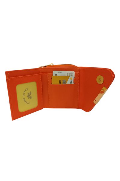 Pierre Lotus Orange Women's Card Holder - Multifunctional with Coin Compartment Plc1100