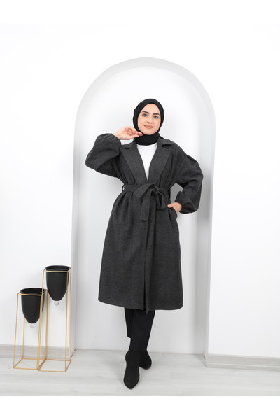 ışık tesettur Balloon Felt Women's Medium Coat