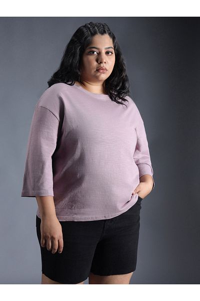 High Star By Styli Plus Size Solid Cotton Boxy Fit T-Shirt