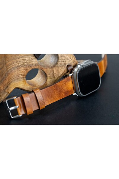 Apple Watch (42-44MM) Taba Renk Hakiki Deri Akıllı Saat Kordonu