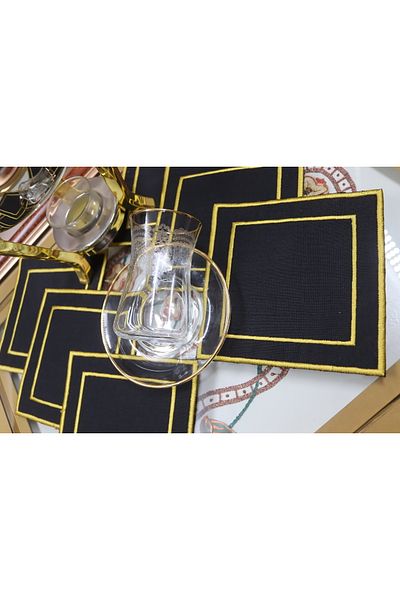 vipceyiz Set of 6 Black Kare Presentation Napkins
