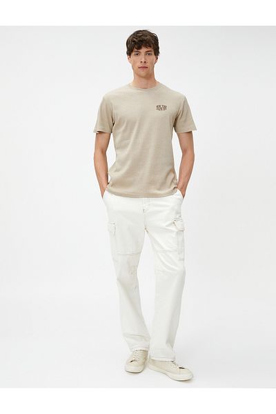 Koton Camisole T-Shirt Embroidered Short Sleeve Crew Neck
