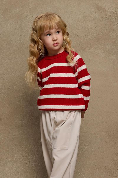 Fahhar Kids Red Striped Knitwear Sweater