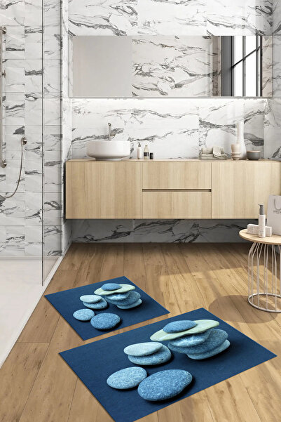 Viyana Home Ψηφιακό τυπωμένο 3D αντιολισθητικό χαλάκι μπάνιου που πλένεται, σετ 2 τεμαχίων για τουαλέτα