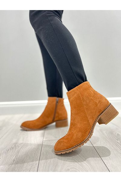 POTEEN Ptn Mino Γυναικείες μπότες με φερμουάρ στο πλάι Suede Daily Brown