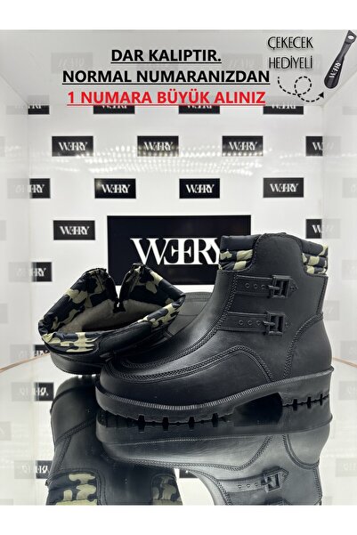 e&e Pvc Su Geçirmez Av Botu Kışlık İçi Peluşlu Kar Çizmesi Yağmur Çizmesi Fermuarlı Erkek İş Çizmesi