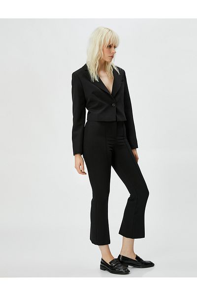 Koton Pantaloni din stofa Picior drept Fermoar cu nervuri Talie normala