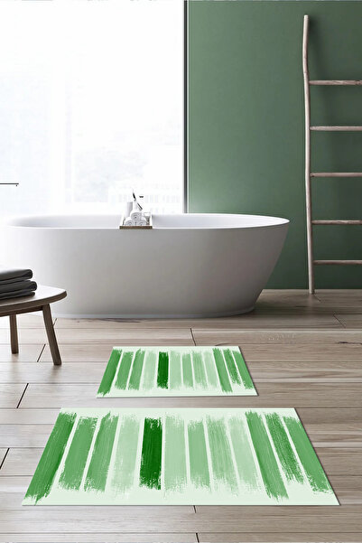 Viyana Home Ψηφιακή εμπριμέ αντιολισθητική βάση που πλένεται, χαλάκι μπάνιου, σετ 2 τεμαχίων για τουαλέτα