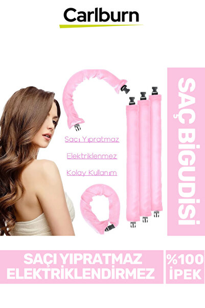 Carlburn Özel Üretim Saçı Yıpratmaz Elektriklendirmez %100 Saf İpek Saten Bigudi Şekillendirme Sosis