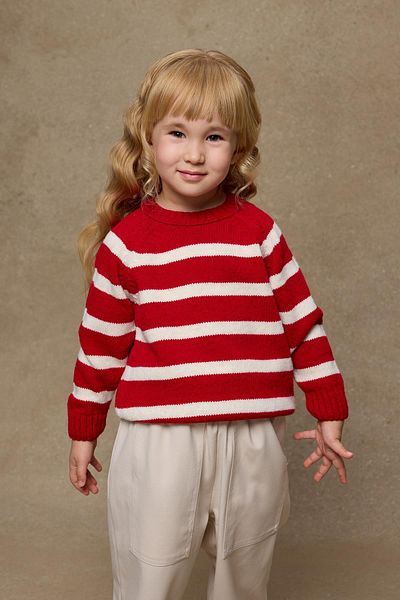 Fahhar Kids Red Striped Knitwear Sweater