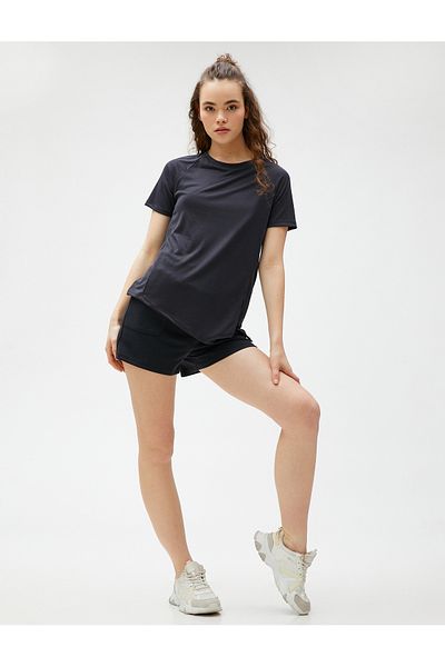 Koton Modal Blend Sports T-Shirt with Slit Detail