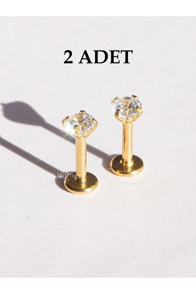 MORNEVA Surgical Steel Crystal Stone Tragus Helix Cartilage Lobe Earring Conch Ear Piercing 6mm (2 Pcs)