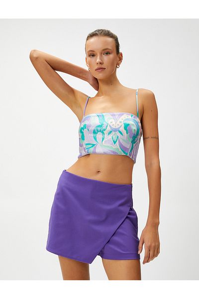 Koton Pailletten-Abendkleid mit Bustier-Transferdruck