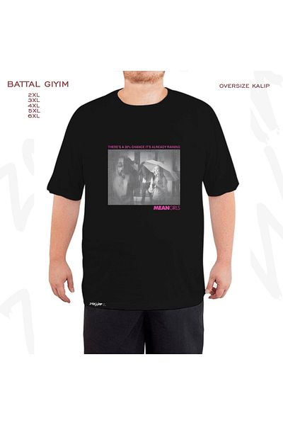 ZOKAWEAR Mean Girls Regina George - Μαύρο μπλουζάκι υπερμεγέθους, Rainy Day Printed