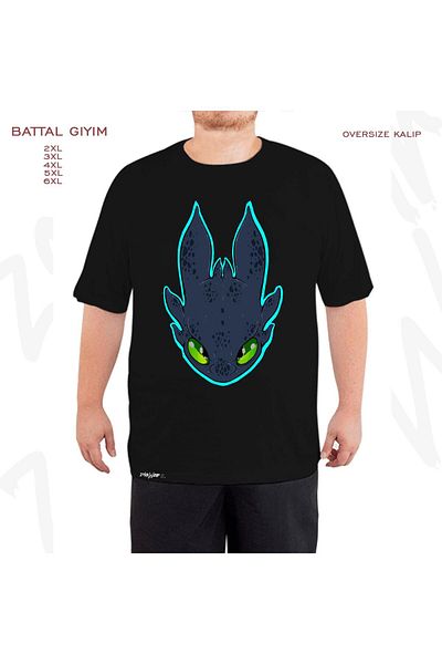 ZOKAWEAR Oversize Toothless Printed Battal (Bol) Mold Μαύρο T-Shirt