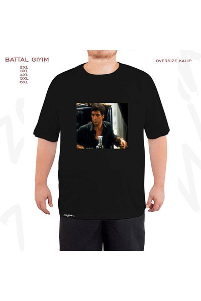 ZOKAWEAR Tricou oversize Al Pacino imprimat Battal (Bol) Mold negru