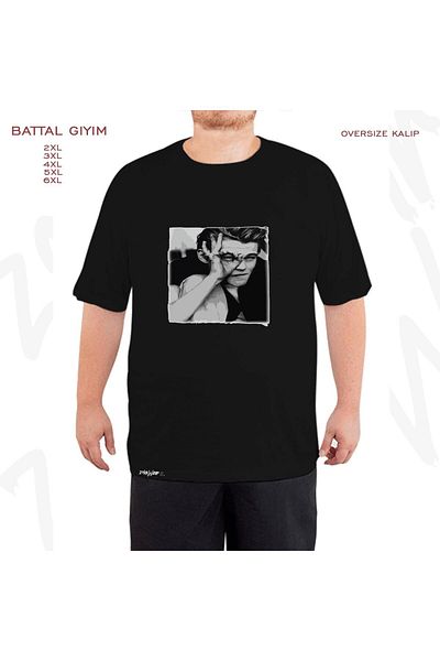 ZOKAWEAR Μαύρο μπλουζάκι με στάμπα μεγάλου μεγέθους Leonardo Dicaprio