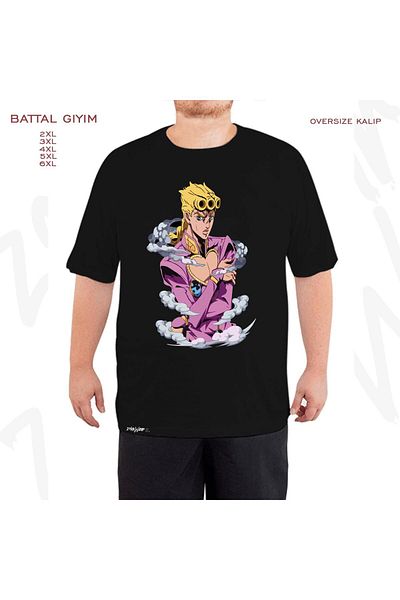 ZOKAWEAR Jojo's Bizarre Adventure Printed - Μαύρο T-Shirt με μεγάλη εφαρμογή
