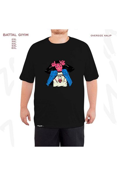 ZOKAWEAR Eddie Munson Hellfire Club Printed - Μαύρο T-Shirt με μεγάλη εφαρμογή