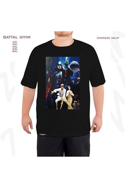 ZOKAWEAR Oversize Star Wars (Dart Vader) 6 εμπριμέ μαύρο μπλουζάκι με μέγεθος μεγάλου μεγέθους
