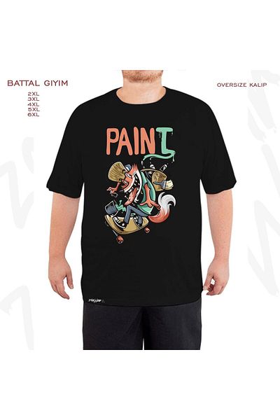 ZOKAWEAR Υπερμεγέθη ζωγραφική Fox Illustration Printed (Bol) Mold Μαύρο T-Shirt