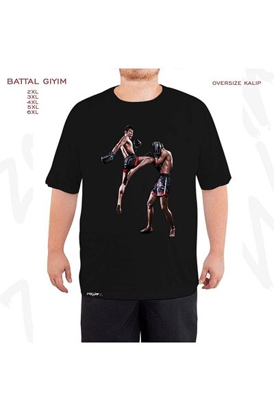 ZOKAWEAR Μαύρο μπλουζάκι Oversize Muay Thai v2 με στάμπα μεγάλου μεγέθους (Bol)
