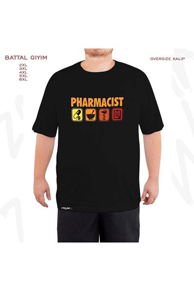 ZOKAWEAR Μαύρο μπλουζάκι Oversize Pharmacist Pharmacist Printed Battal (Bol) Mold