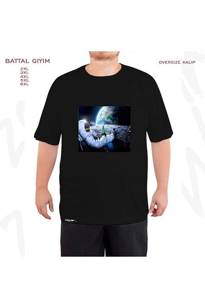 ZOKAWEAR Oversize Beer Enjoyment Printed Battal (Bol) Mold Μαύρο T-Shirt