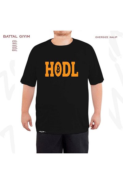 ZOKAWEAR Μαύρο μπλουζάκι Oversize Hodl Bitcoin Printed Battal (Bol) Mold