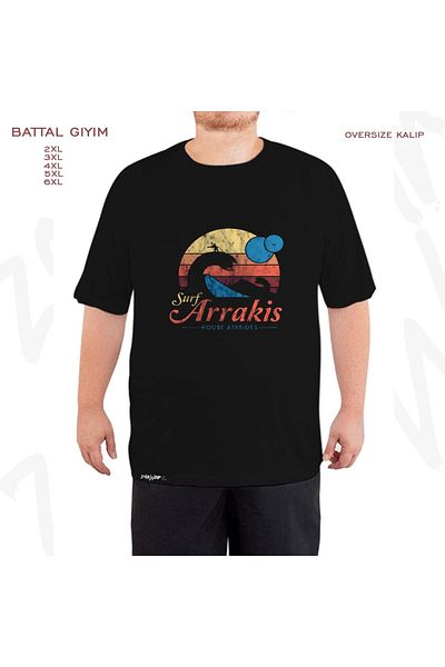 ZOKAWEAR Oversize Visit Arrakis Vintage Printed Battal (Bol) Mold Μαύρο T-Shirt